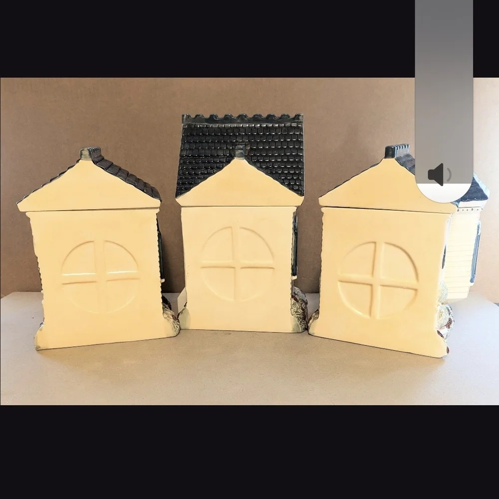 Vintage Ceramic Victorian Cottage Canister Set